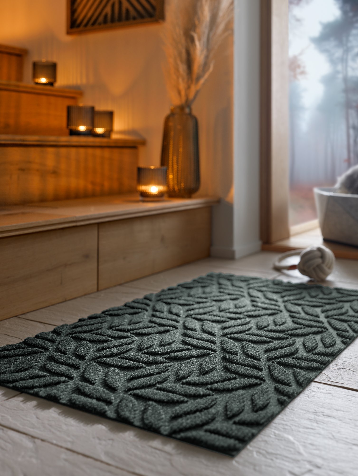 wash+dry Fussmatte DUNE Fussmatte Leaves midnight green 45x75 9010216075106