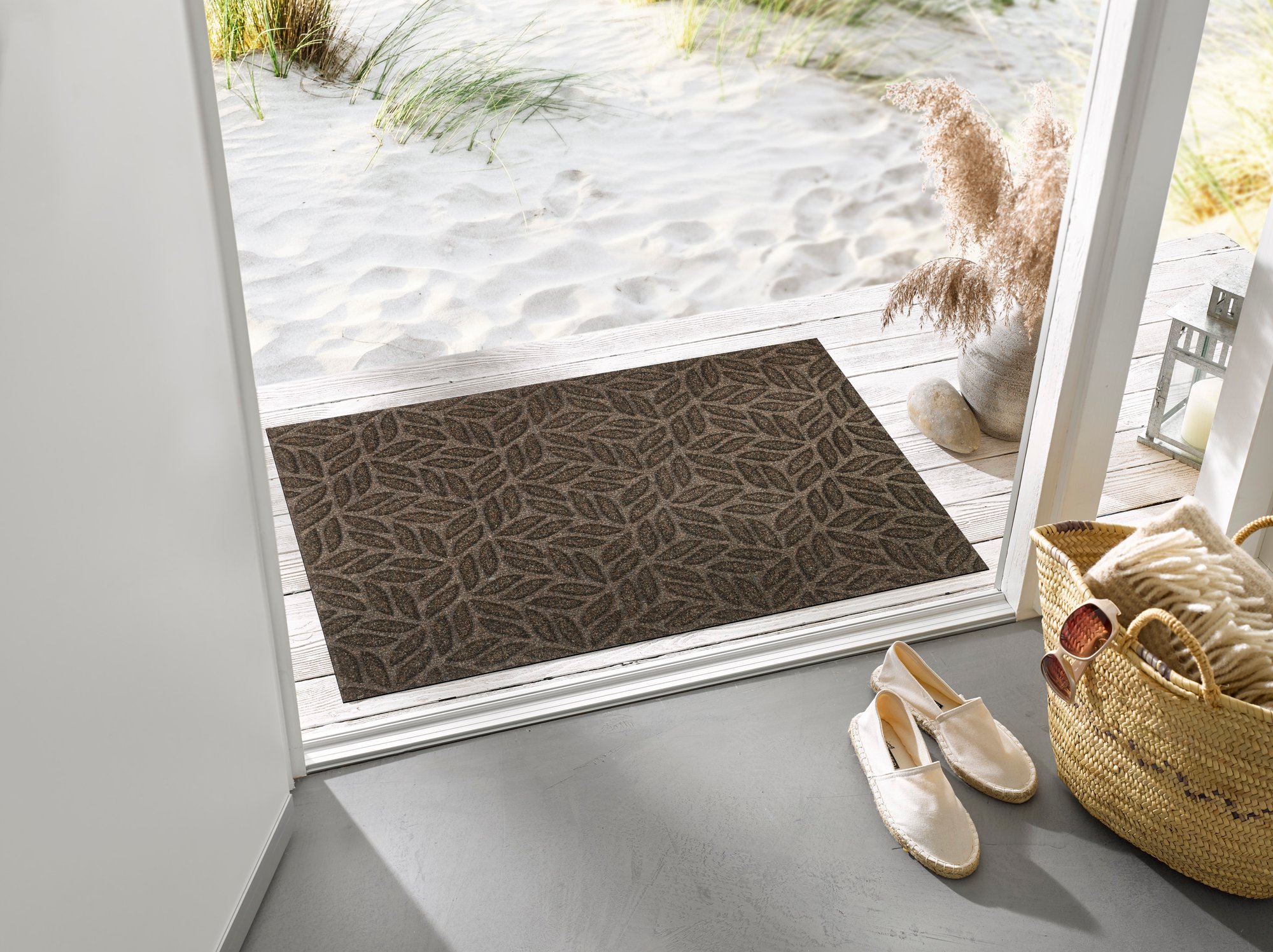wash+dry Fussmatte DUNE Fussmatte Leaves Dark Brown 60x90 9010216062786